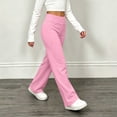 thumbnail image 5 of NEBWOAK Little Girls Wide Leg Lounge Pants High Rise Elastic Waist Comfy Palazzo Pink,Size 5-6T, 5 of 9