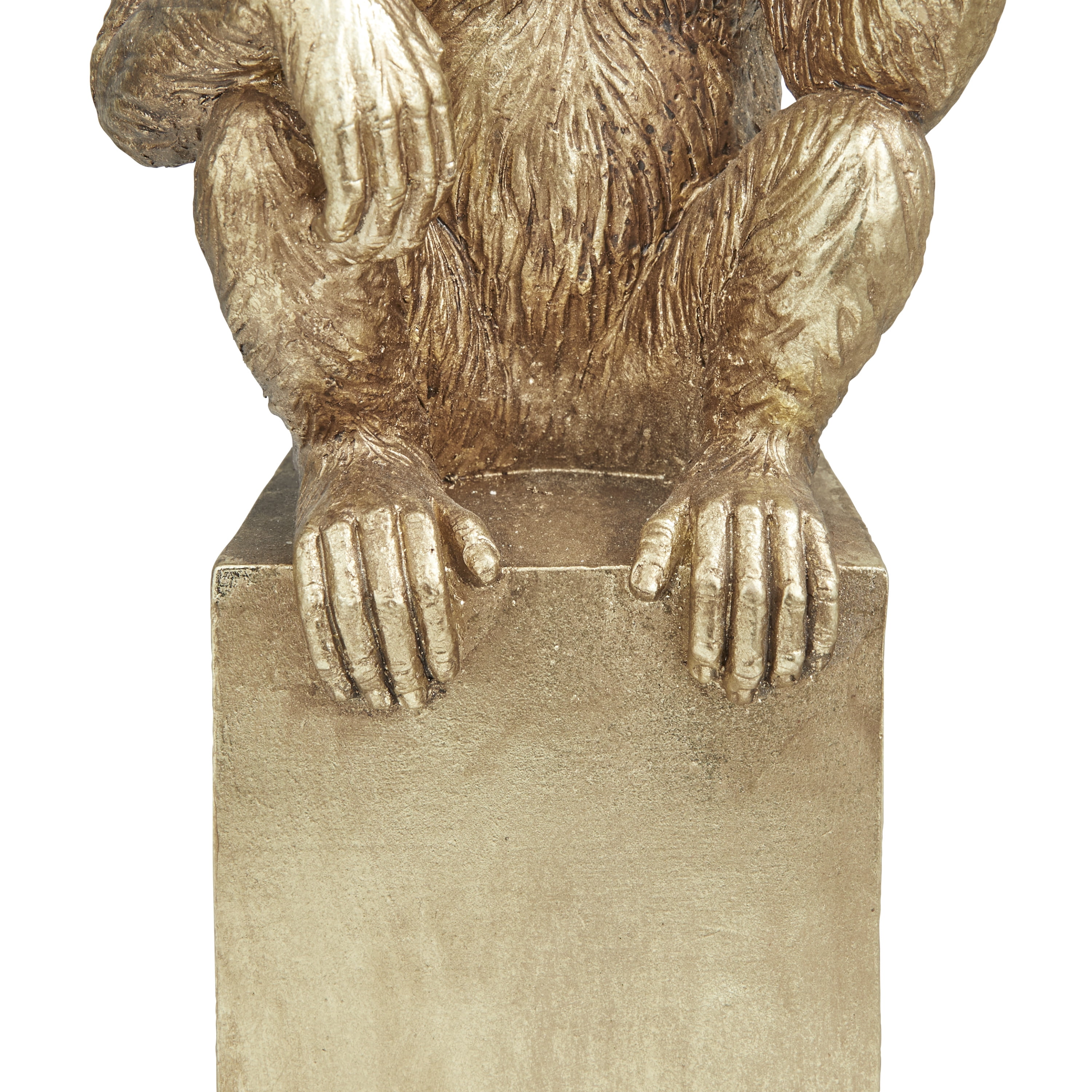 18", 15"H Gold Resin Monkey Sculpture, by DecMode (2 Count)