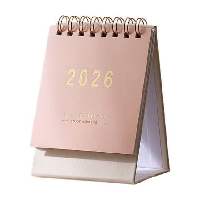 Dvruxg Mini Desk Calendar 2026 - Runs From Jan 2026 until Dec 2026 Monthy Small Desktop Calendar Thick Paper Twin-Wire Binding for Home or Office(Pink)