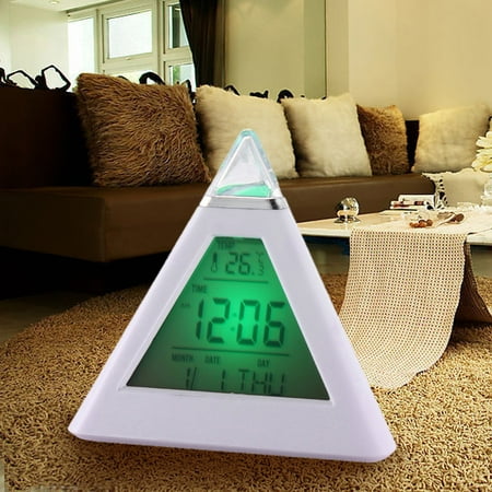 LED Color Changing Digital LCD Alarm Clock Thermometer Night Light Desktop Table Clocks, LCD Alarm Clock,Alarm (Best Color For Alarm Clock Light)