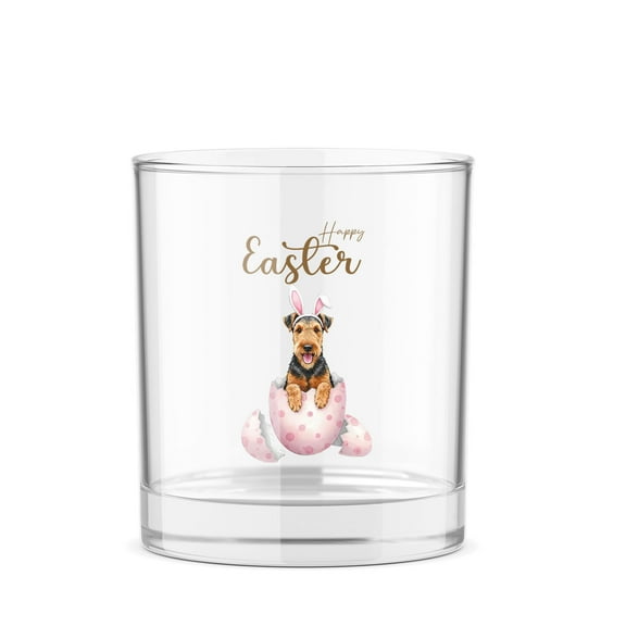 Easter Egg Airedale Terrier Bunny Ear Welcome Spring Truck 11oz Whiskey Glass Mug Dale Waterside Dog Lover Whiskey Cocktail Glasses Cup - 12002