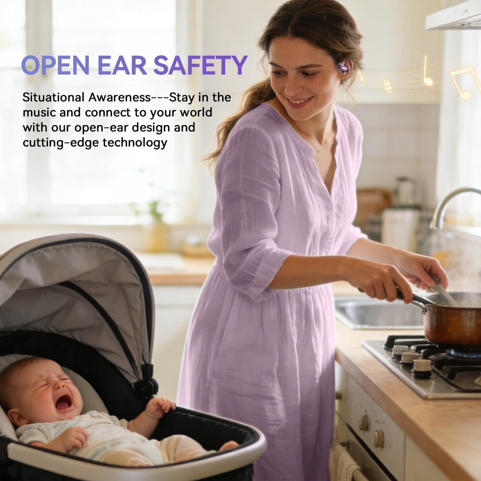 Wireless Bluetooth Open Ear Headphones Air Conduction Earbuds That Don't go in Your Ear with Over-Ear Hooks Running Headphones Over Open Ear Earbuds