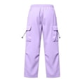 thumbnail image 5 of Rhuody Pants For Womens Wide Leg Loose Fit Elastic Waist Solid Color Trousers With Pocket Elegant Wear L Purple, 5 of 6