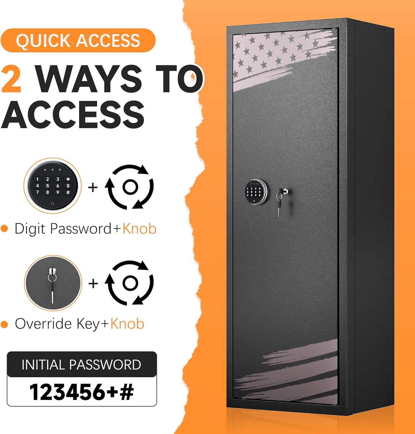 SUNCROWN 10-12 Gun Safe, Large Gun Safe for Home Rifle and Pistol, Gun Cabinet, Rifle Safe with 3 Adjustable Shelves, Quick Access, Pockets