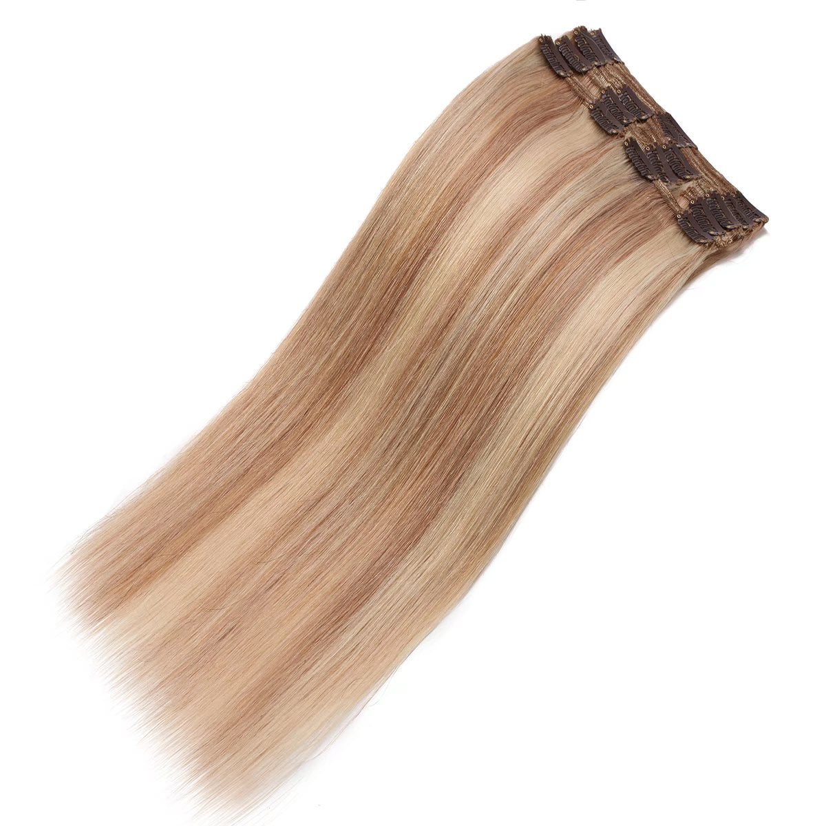 MY-LADY Extra Thick Clip in 100% Remy Human Hair Extension Double Weft Full Head Natural Hairpiece 110-170g #18P613 Ash & Bleach Blonde22inch