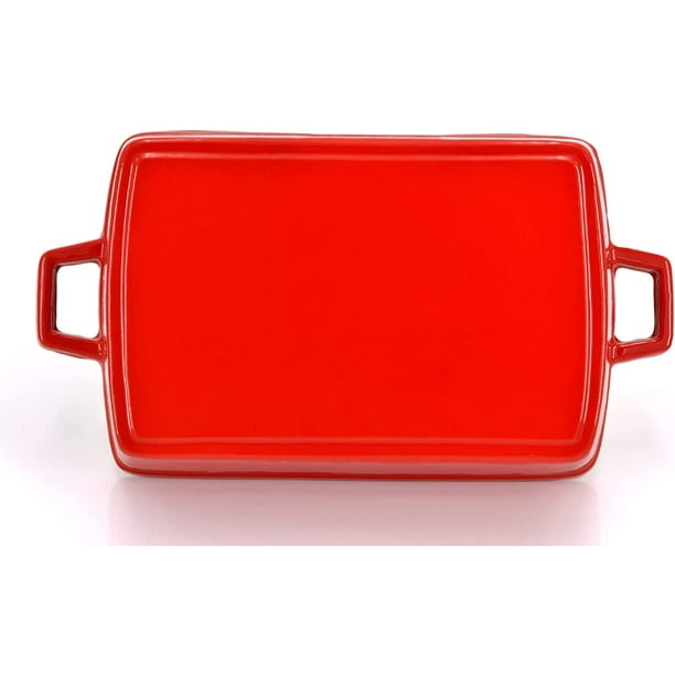 Eternal Living Enameled 13 Cast Iron Baking Pan Rectangular Lasagna Dish  Large Roasting Pan Red
