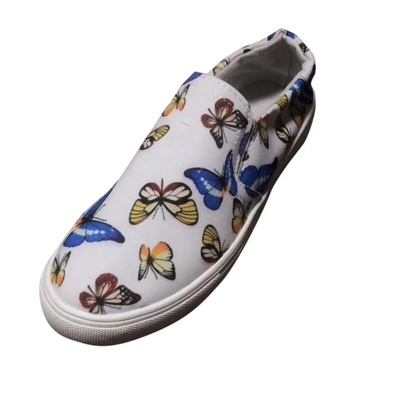 GEZHEN Women's Casual Flat Slip On Shoes Butterfly Canvas Women Fashion New Trend With Print Ladies Hot Low Top For Women Non Slip Low Top Platform Shoes