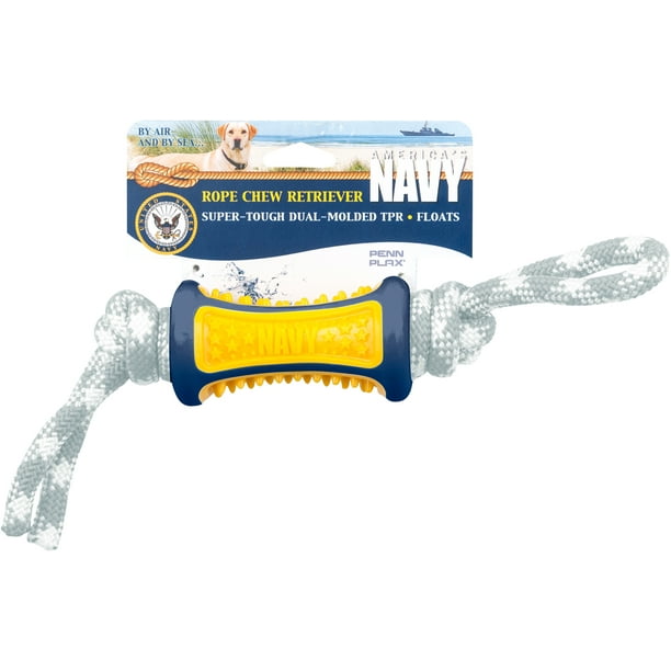 Us Navy Buoy Retrieval Rope Chew 12"X2.5" Dog ToyYellow/Blue Walmart