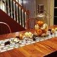 thumbnail image 4 of Fall Striped Pumpkin Table Runner-Cotton Linen- 72 Inch Holiday Dresser Scarves, Thanksgiving Farmhouse Wood Grain Tablerunner for Kitchen Coffee/Dining Bedroom Living Room Dinner Scarf Décor 14x72, 4 of 7