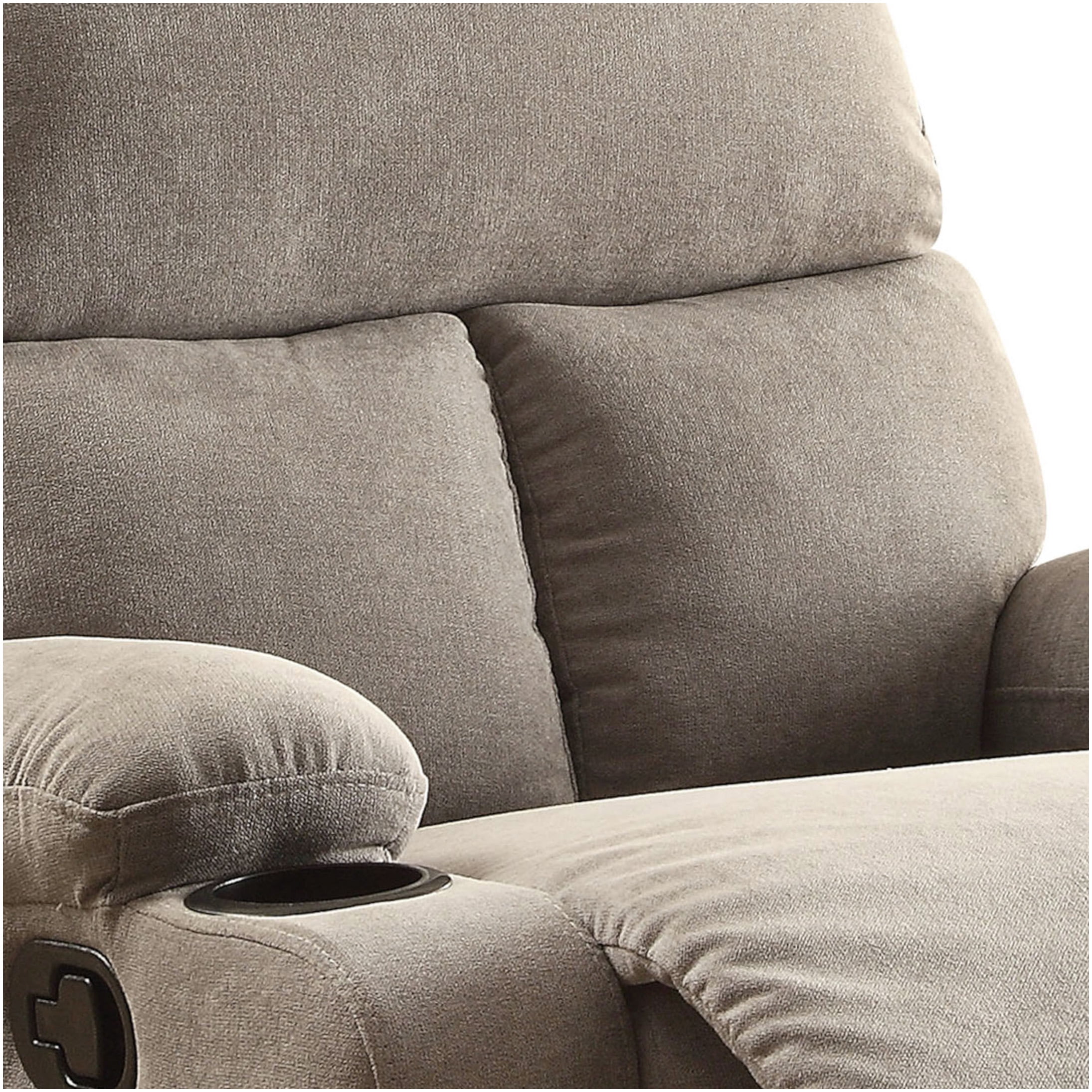 Gray Fabric Recliner Chair with Cup Holder and Smooth Motion Mechanism for Living Room