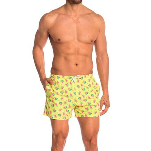 Bermies Bermies YELLOWMELONS Yellow Watermelon Mens Swim Trunks