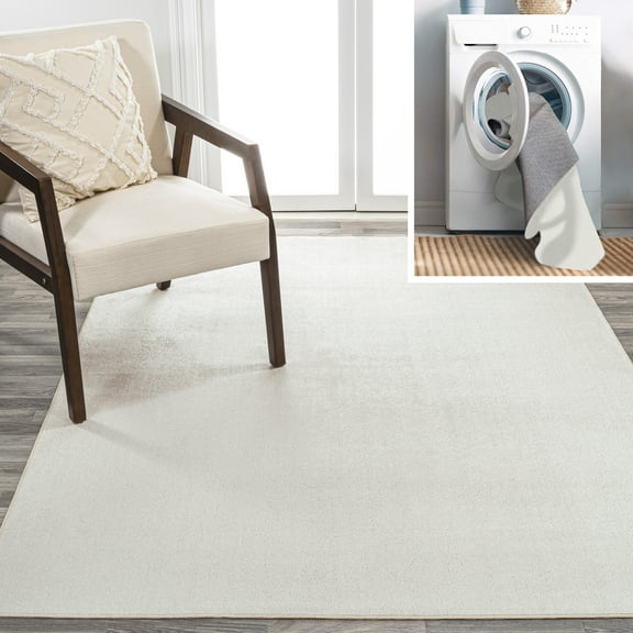 JONATHAN Y WASHABLE 3 x 5 Area Rug, Twyla - Cream, WSH300E-3