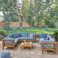 thumbnail image 2 of GDF Studio Cynthia Outdoor Acacia Wood 8 Seater Sectional Sofa Set with Coffee Table, Brown, 2 of 11