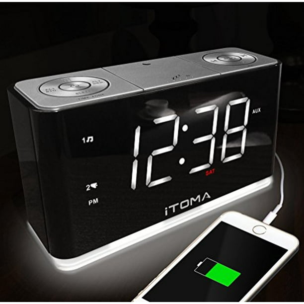 iTOMA Alarm Clock with FM Radio, Dual Alarm, Night Light, Auto Dimmer