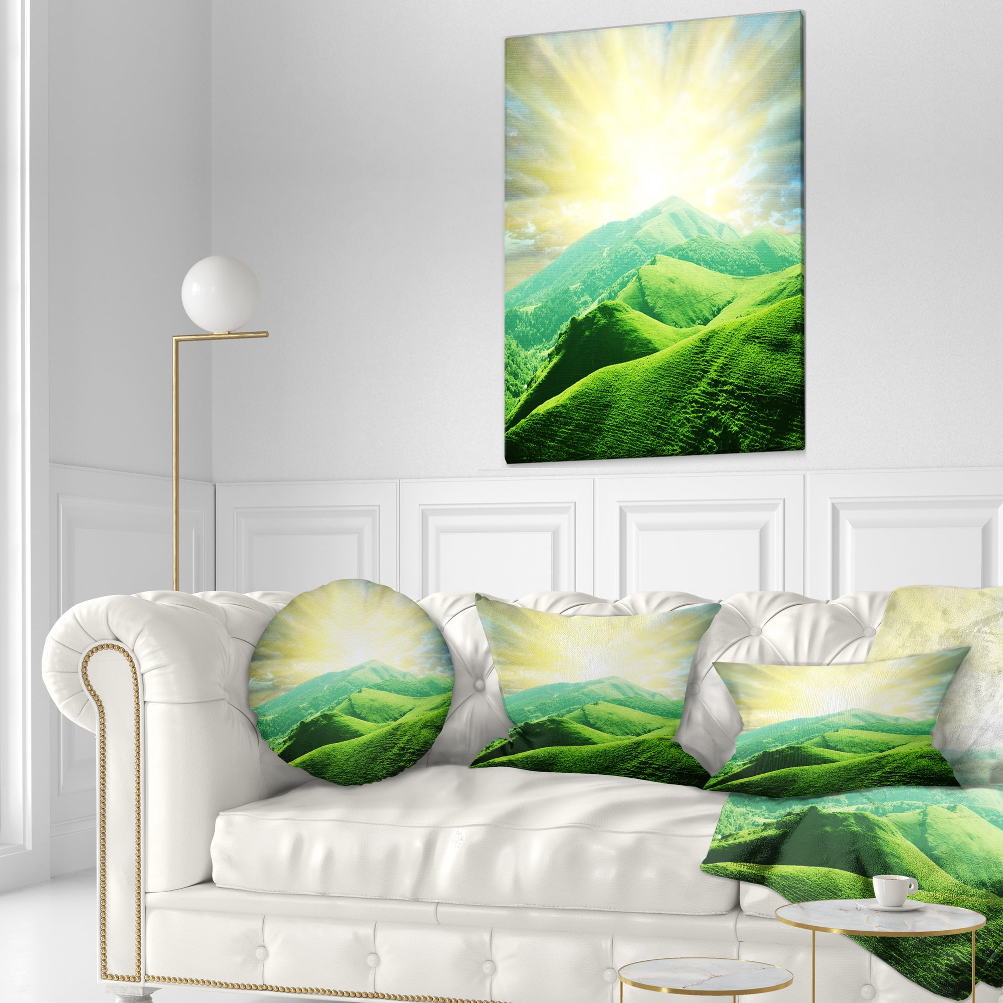 Designart 12" x 20" Green Polyester Throw Pillow