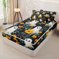 thumbnail image 2 of Manfei Cartoon Skull Zipper Twin Comforter Sets with Fitted Sheet and 2 Pillowcases,Fall Turkey Print Halloween Zipper Bedding Set,Black Reversible,4-Piece, 2 of 7