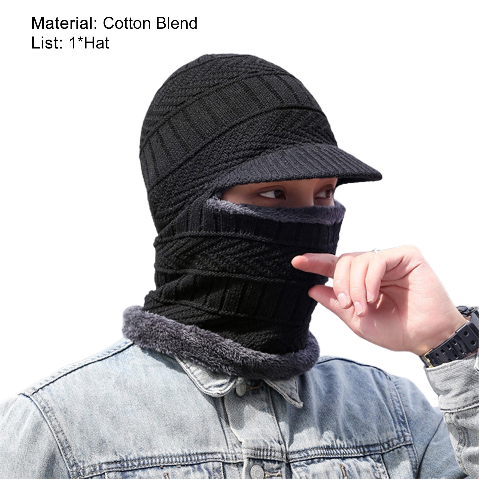 Masque facial Balaclava Homme - Bonnet Knit Masques de ski Gaiter au cou  avec des couvre-oreilles pour courir à l'extérieur, Chapeaux d'hiver pour