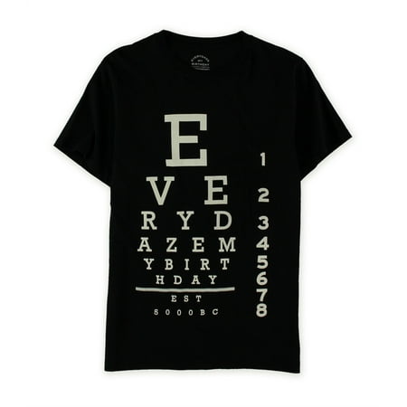 Everydaze My Birthday Mens Eye Chart Graphic T-Shirt, Black