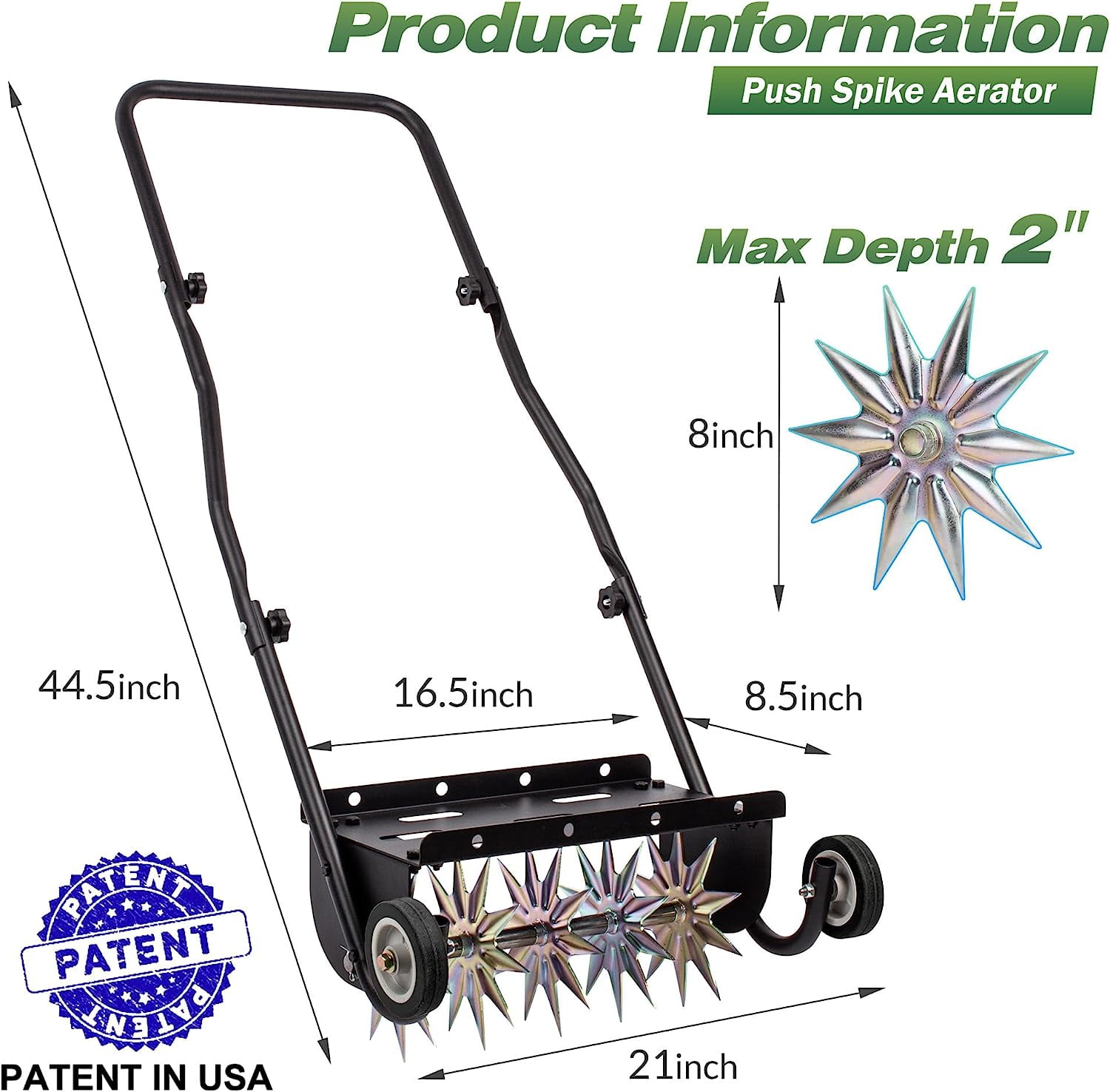 Suchtale 18" Rolling Lawn Aerator with Steel Handle