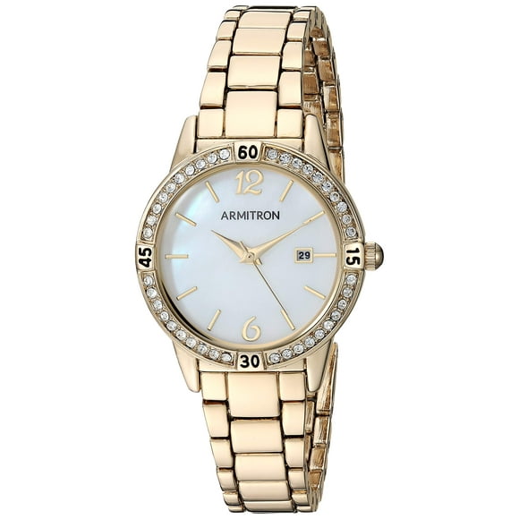 Armitron Womens 755658MPgP Date Function genuine crystal Accented gold-Tone Bracelet Watch