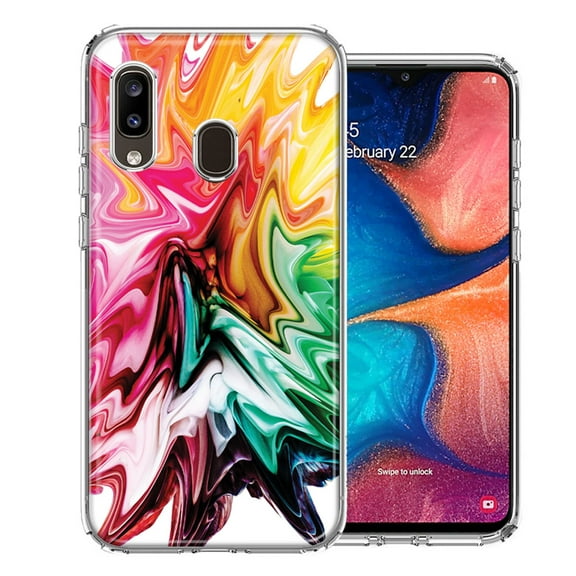 MUNDAZE For Samsung A20 Rainbow Flower Abstract Design Double Layer Phone Case Cover
