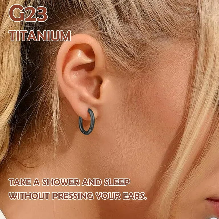 G23 Titanium Earrings, Women Hoop for Sensitive Ears, Huggie Hoop