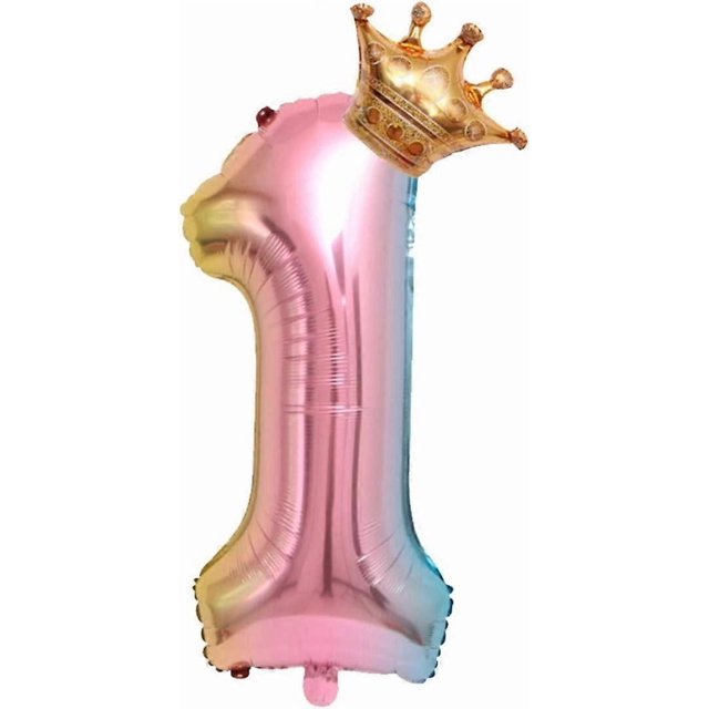 Aluminum Film 32 Inch Digital Crown Foil Number Balloons Gradient Color Digital Balloon Birthday Party Decoration Balloon Baby Birthday Shower Wedding