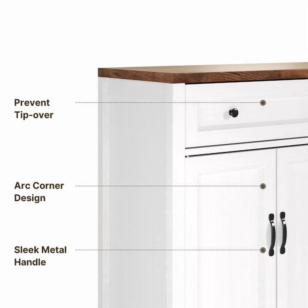 Aiho Storage Cabinet with Drawers, Kitchen Freestanding Floor Cabinet with Doors, 15.7 x 55.1 x 35.3 Inches, Adjustable Shelf, for Kitchen, Living Room, Kitchen- Retro Desktop