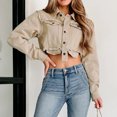 thumbnail image 1 of Chaqueta vaquera recortada para mujer, chaqueta corta vaquera informal, chaqueta tipo chaqueta, ropa de abrigo de otoño, 1 of 7