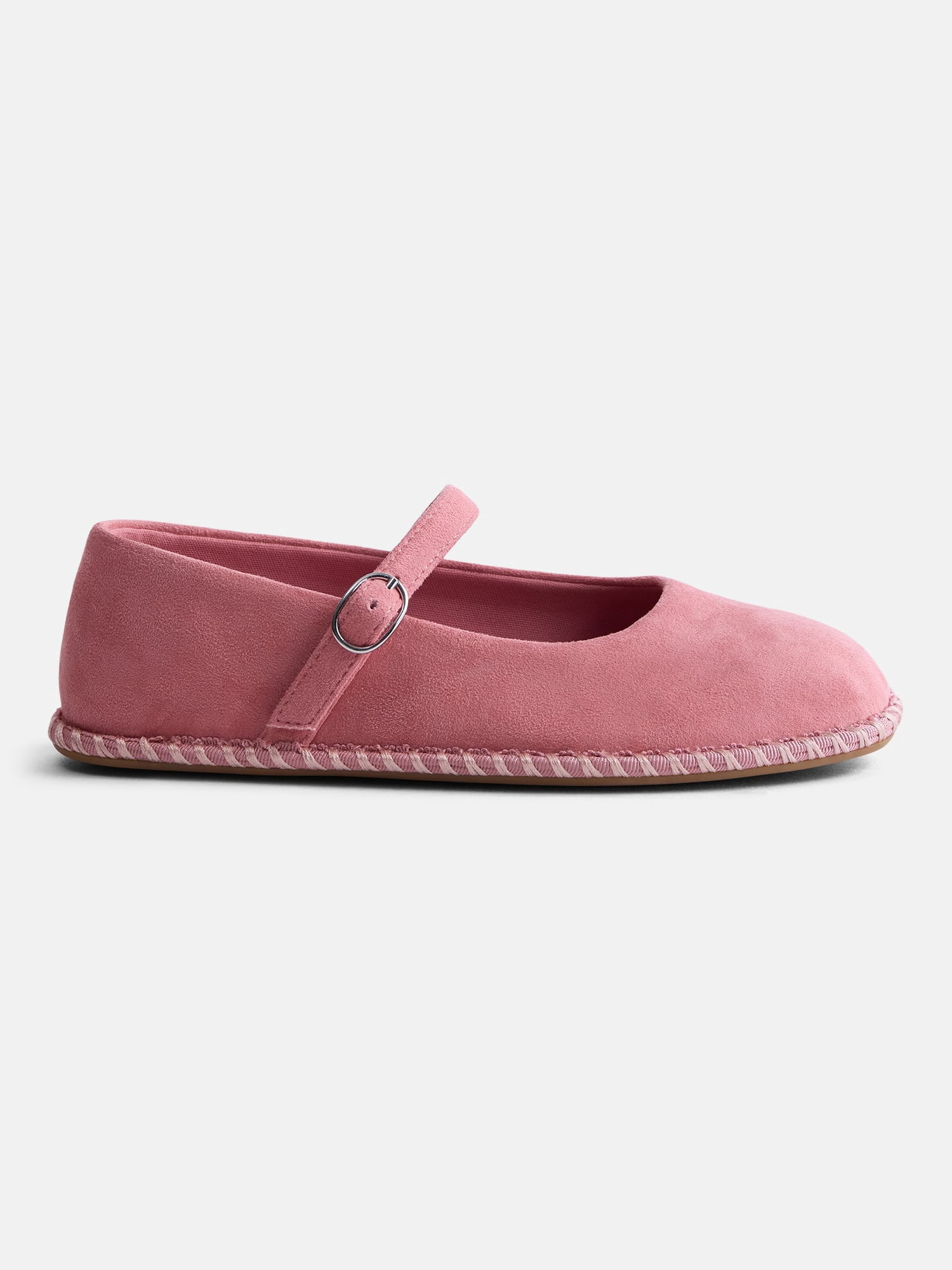 Wonder Nation Little and Big Girls Faux Suede Whipstitch Ballet Shoes
