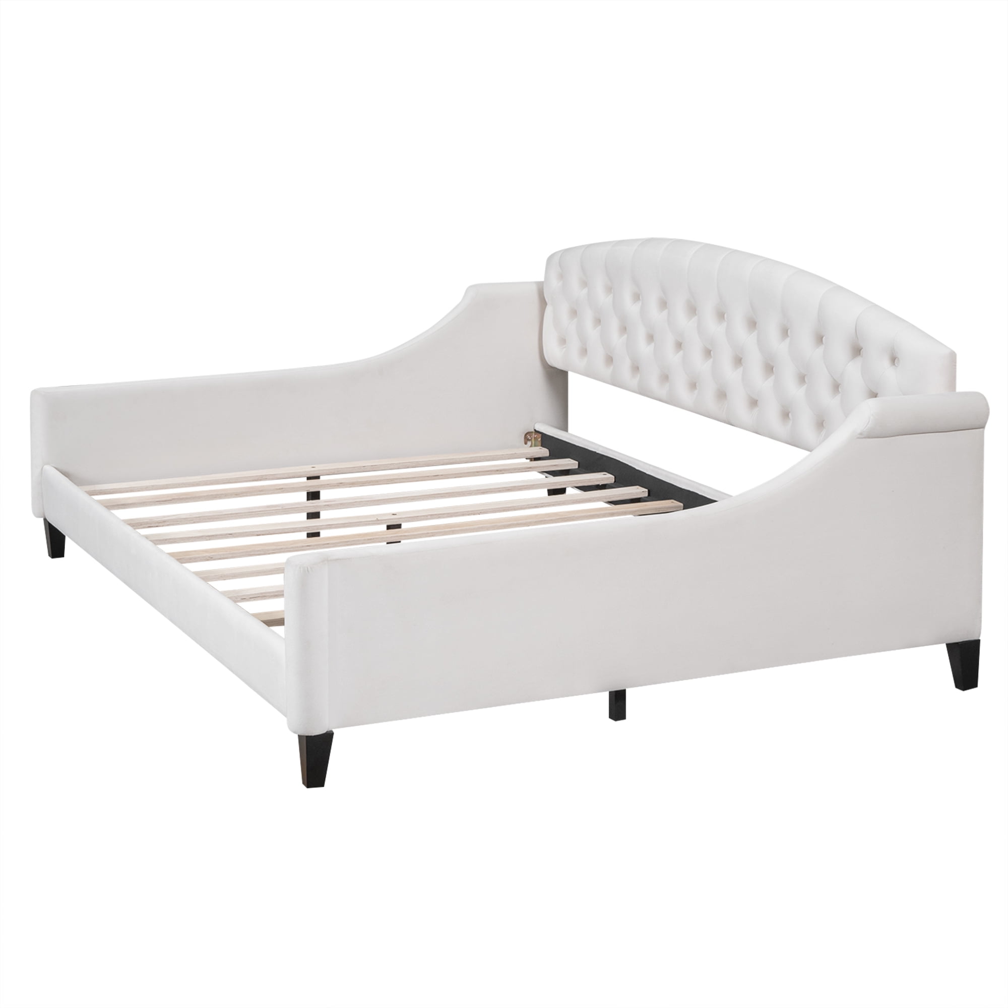 Euroco Upholstery Tufted Full size Tufted Button Daybed Beige