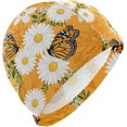 thumbnail image 1 of FYBTO Swimming Cap White Daisy and Butterfly Unisex Adult FYBTO Polyester, 1 of 4