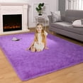 thumbnail image 3 of Homore Modern Shaggy Velvet Carpet for Living Room, 4' x 5.3' , Purple, 3 of 8