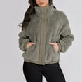 thumbnail image 4 of HTNBO Womens Fleece Jacket Casual Long Sleeve Cropped Sherpa Button Down Fuzzy Warm Coats Fall Outwear With Pockets, 4 of 8