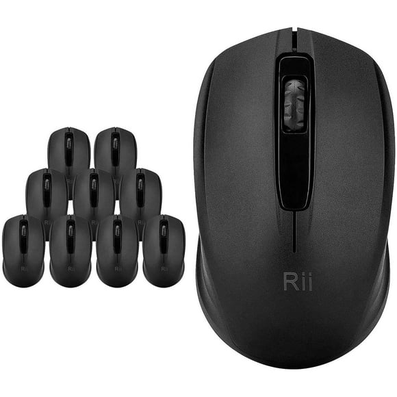 Ratón inalámbrico Rii, paquete de 10 unidades, 2,4 G, para PC portátil con Windows, negro