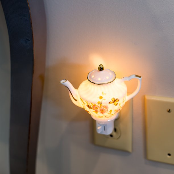 Gift Connection Butterfly Mini Teapot 4.5 x 5 Porcelain Wall PlugIn