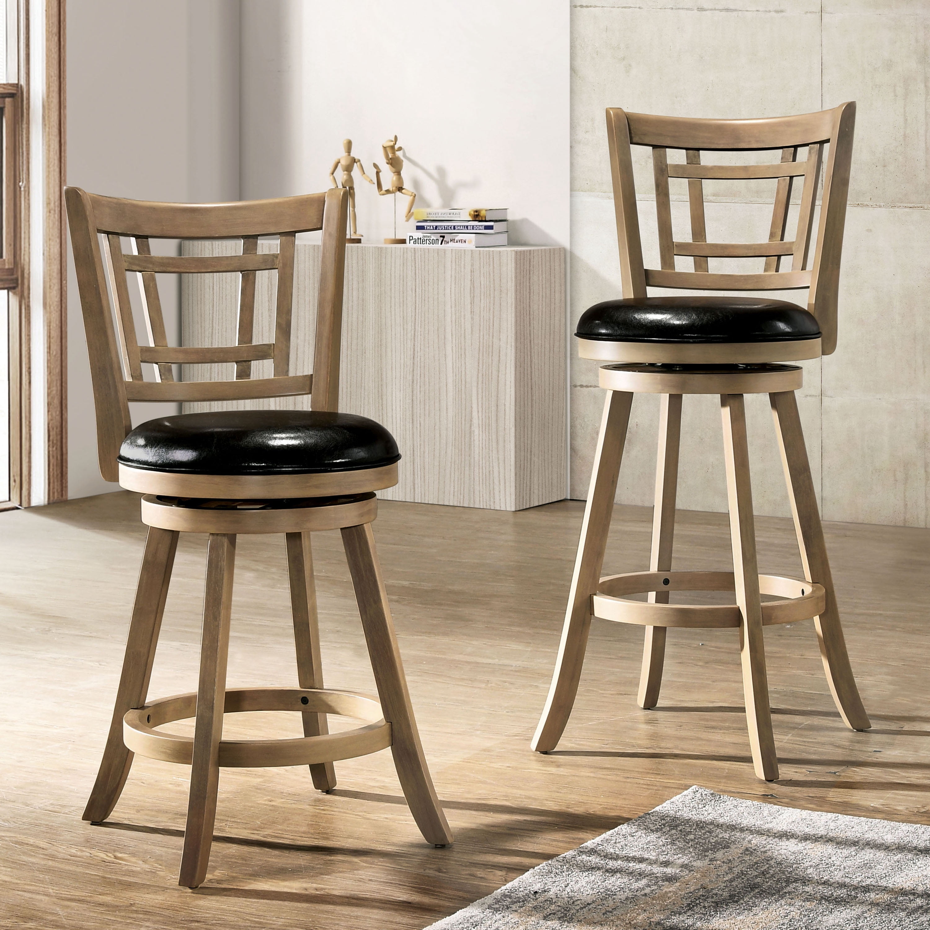 Furniture of America Hillcrest Wood 29-in Swivel Barstool, Maple