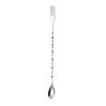 thumbnail image 1 of Cuchara mezcladora Runskmd con mango y punta de tenedor, cuchara de barra 2 en 1 de acero inoxidable, tenedor agitador largo para bebidas (plata grande), 1 of 6