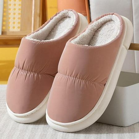 

Autmor Women s Men s Winter House Warm Plush Slippers Indoor Outdoor Casual Slip On Shoes Memory Foam Anti-Skid Rubber Sole Mules