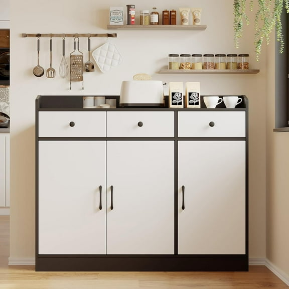 42.5'' Kitchen Buffet Sideboard Cabinet,Modern Farmhouse Wood Coffee Bar Storage Cabinet with Adjustable Shelf for Living Room, Entryway,Dining Room