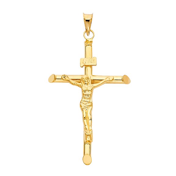 14K Yellow Gold Religious Crucifix Charm Pendant for Chain Necklace | Jewelry Gift for Men Women | 48 x 32 MM | 2.5 grams