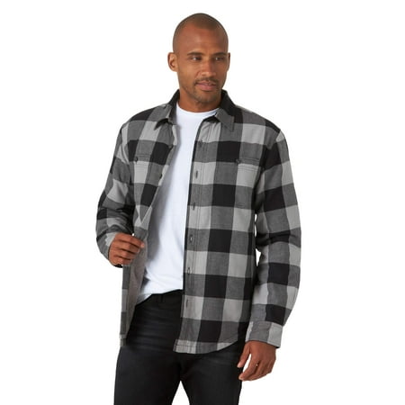 Wrangler Authentics Men's Long Sleeve Sherpa Lined Shirt Jacket, Grey Buffalo, 3X-Large