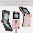 thumbnail image 3 of Case for Samsung Galaxy Z Flip 6, Luxury PU Leather Wrist Strap Classic Business Full Body Protection Shockproof Anti-Slip Case Cover for Women Girls for Samsung Galaxy Z Flip 6 5G, Pink, 3 of 8