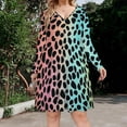 thumbnail image 2 of Cheetah Pattern Long Sleeve Dresses For Women Vintage Elegant Party Dress Oversized V-neck Dress S-8XL, 2 of 7