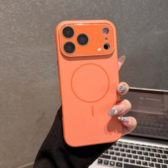 Allytechgroup for Apple iPhone 17 Pro Max Protective Case, Shockproof Back Cover Magnetic PC TPU Shock-Absorbent Anti-Scratch Anti-Fingerprint Support Wireless Charging Matte Non-Slip, Orange