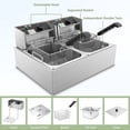 thumbnail image 5 of Commercial Deep Fryer - 3400W Electric Deep Fryers with 2x6.35QT Baskets 0.8mm Thickened Stainless Steel Countertop Oil Fryer 20.7QT Large Capacity with Temperature Limiter, 5 of 8