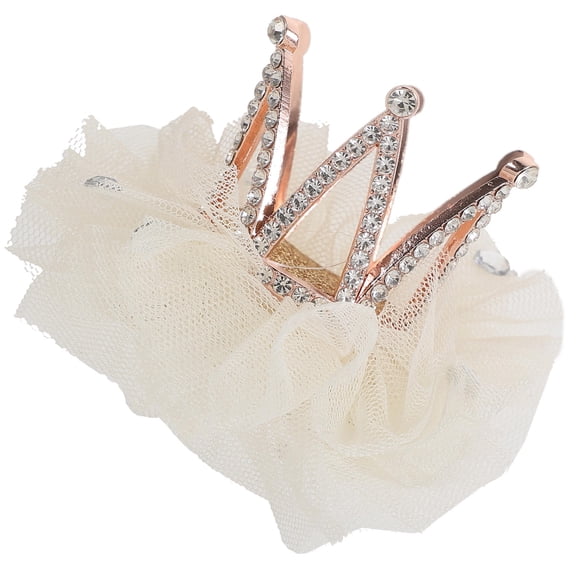 SEWCHICS 1Pc White Rhinestone Hair Clip Crown Shape Stylish Hair Decoration Accessory