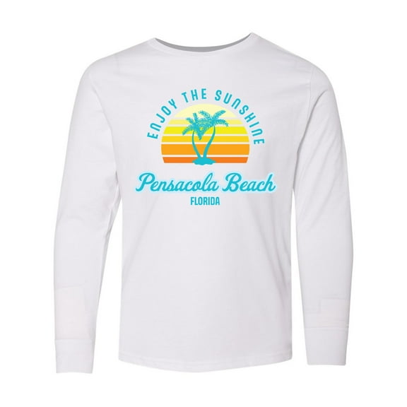 Inktastic Summer Enjoy the Sunshine Pensacola Beach Florida in Blue Long Sleeve Youth T-Shirt