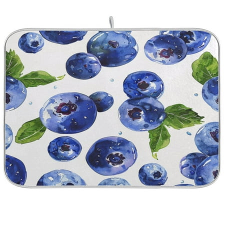 

Kitchen Drying Mat 16x18In Drying Dish Mat Dish Drying Mats Kitchen Countertop Multi-Function Drain Drying Mat Kitchen Table Blue Cartoon Blueberries