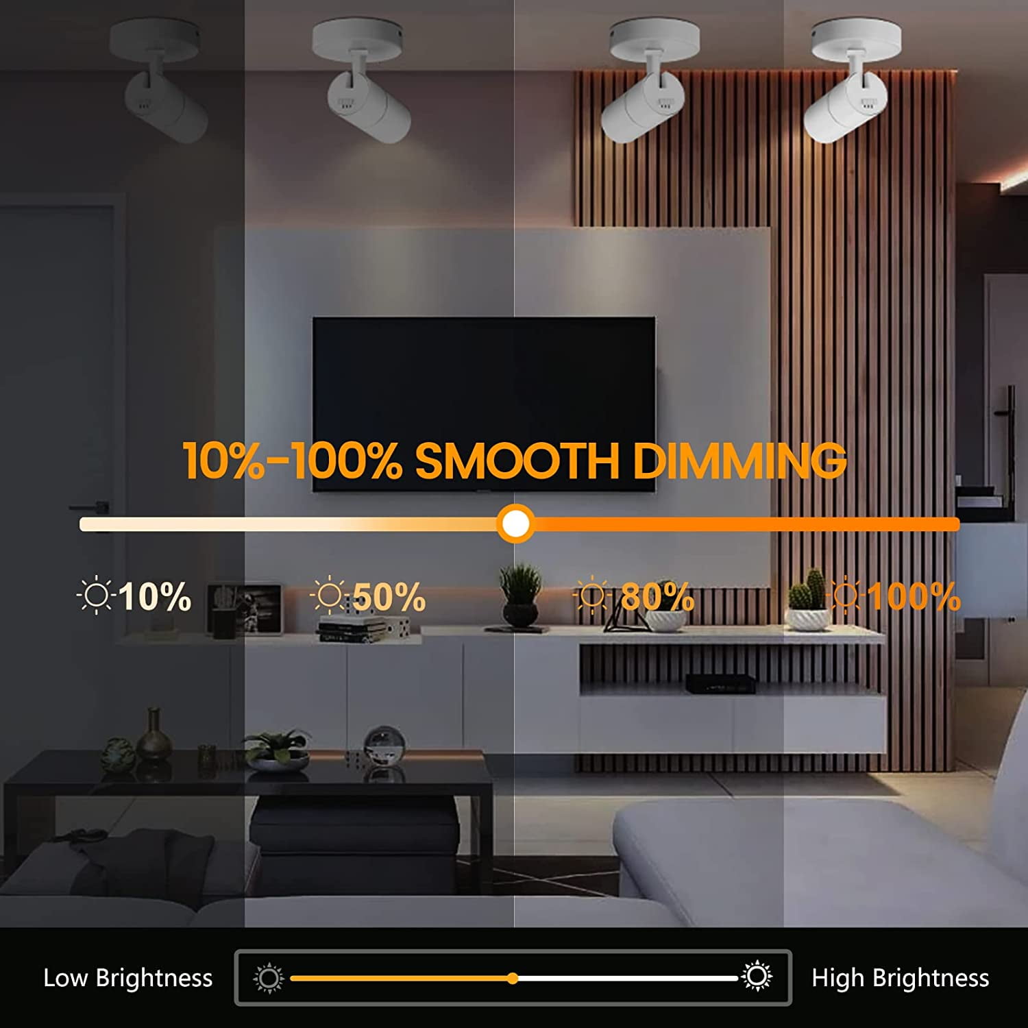 VANoopee 3-Color Dimmable LED Ceiling Spotlight Flush Mount Adjustable Spotlight Directional Spot Lights Indoor Bright Accent Fixture for Living Room Bedroom - CRI90 36° Flicker Free 10W 1000lm White
